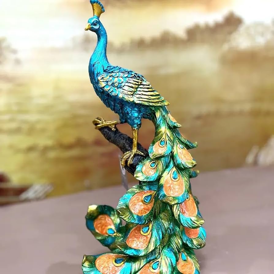 クジャク   置物 装飾品 現代工芸品美術品 Amazon.co.jp: 【MERUS】置物 オブジェ インテリア 家具 彫像